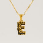 Gold color / 1 Piece Classic Bark Grain Unique Letter E Stainless Steel  Gold Color Unisex Pendant Necklaces Picture5